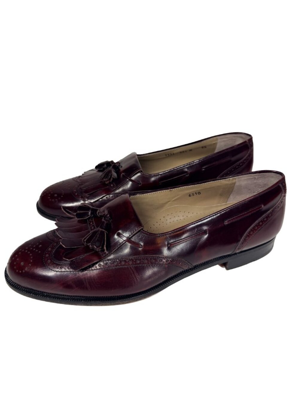 Mezlan Burgundy Tassel Loafers Men’s 9.5M Wingtip Kiltie Slip On Vero Cuoio